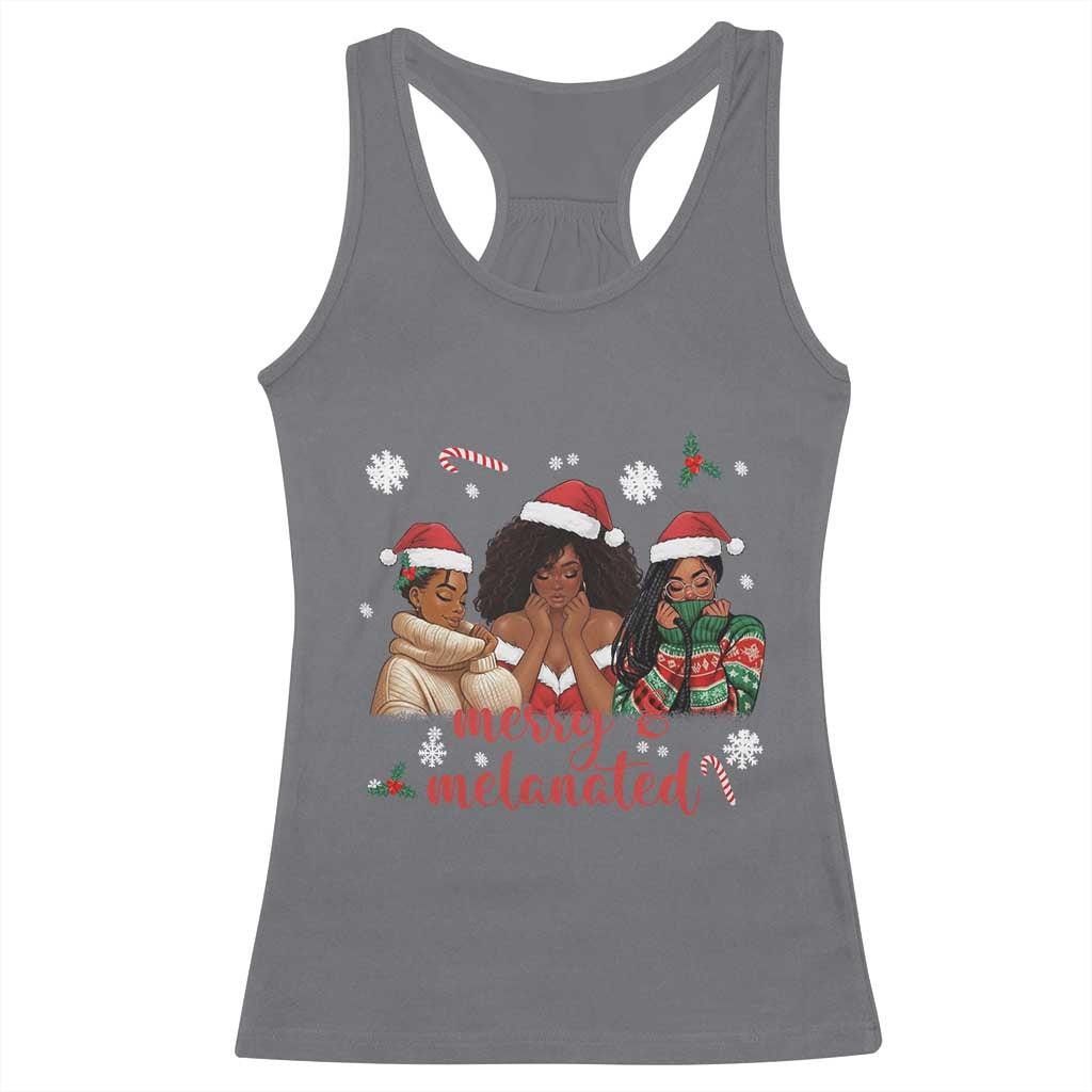 Melanin Christmas Racerback Tank Top Merry And Melanated Holiday Gift For Girl - Wonder Print Shop