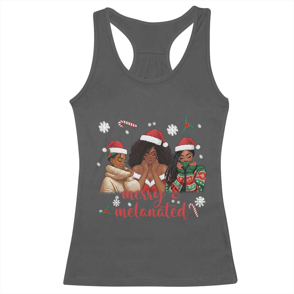 Melanin Christmas Racerback Tank Top Merry And Melanated Holiday Gift For Girl - Wonder Print Shop