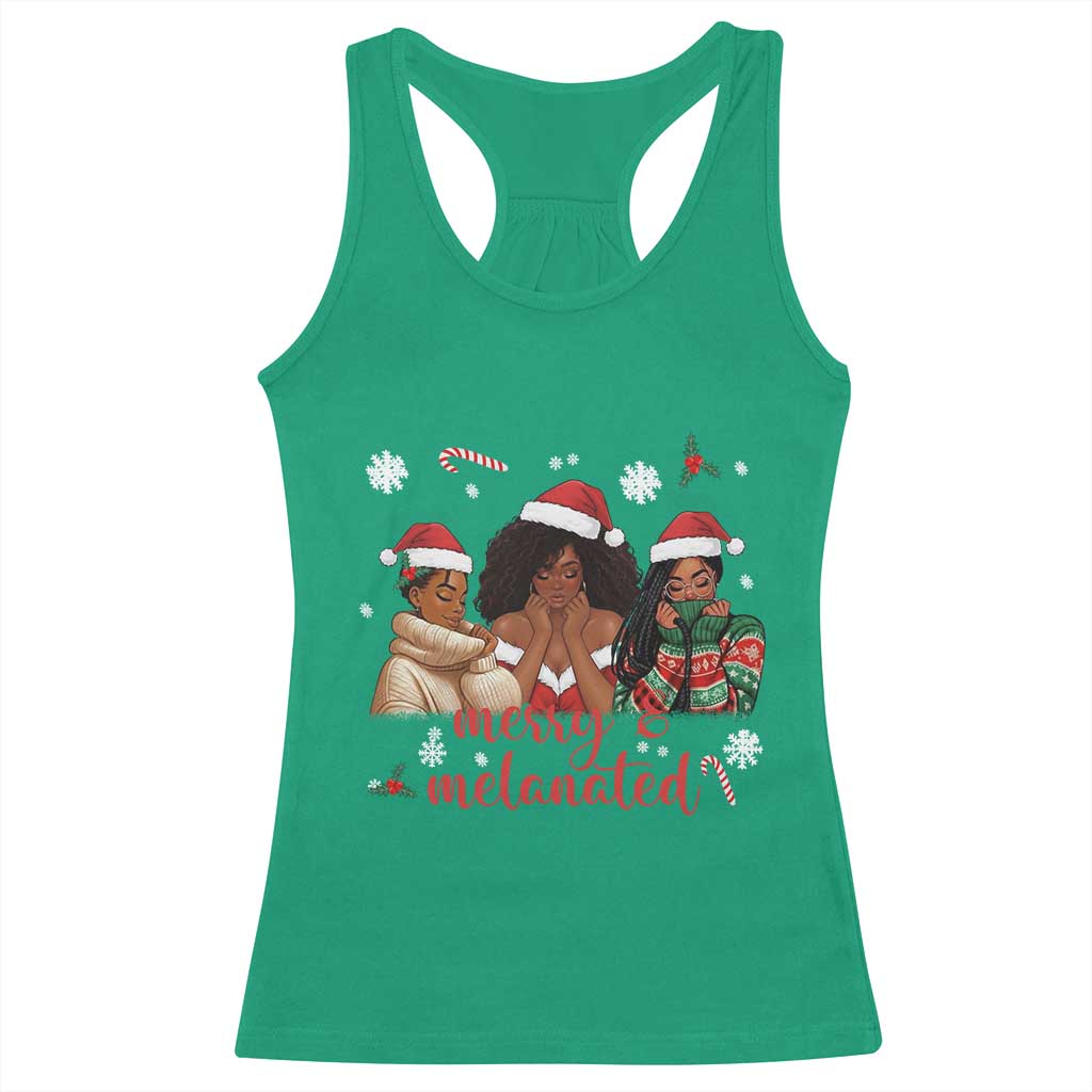 Melanin Christmas Racerback Tank Top Merry And Melanated Holiday Gift For Girl - Wonder Print Shop