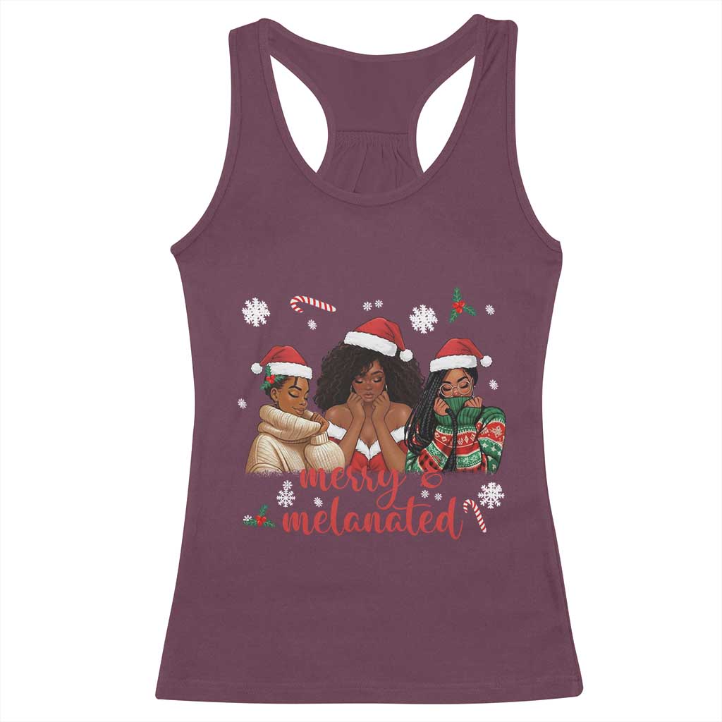 Melanin Christmas Racerback Tank Top Merry And Melanated Holiday Gift For Girl - Wonder Print Shop