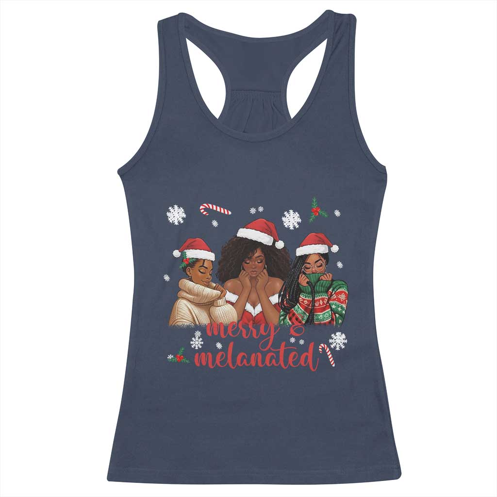 Melanin Christmas Racerback Tank Top Merry And Melanated Holiday Gift For Girl - Wonder Print Shop