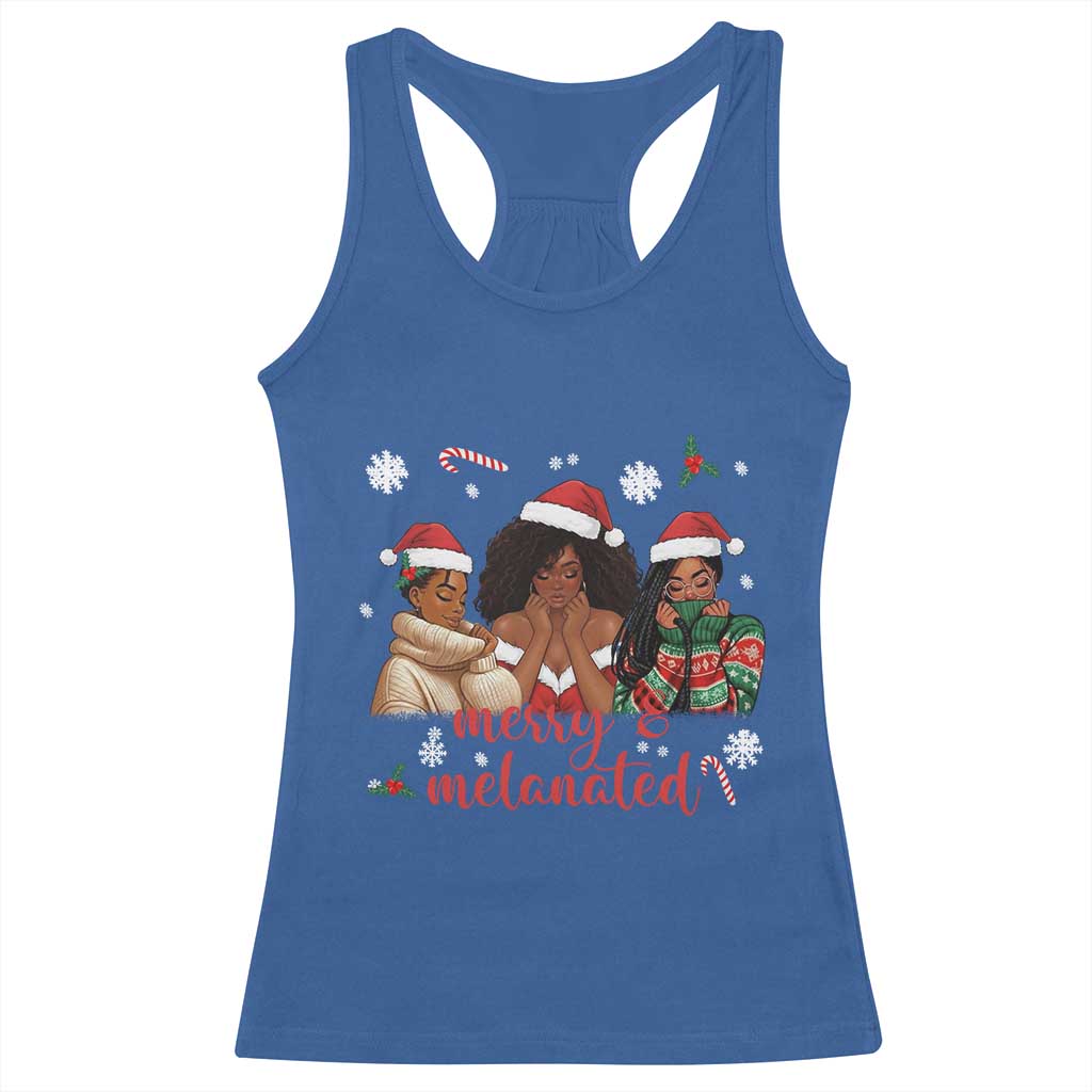 Melanin Christmas Racerback Tank Top Merry And Melanated Holiday Gift For Girl - Wonder Print Shop