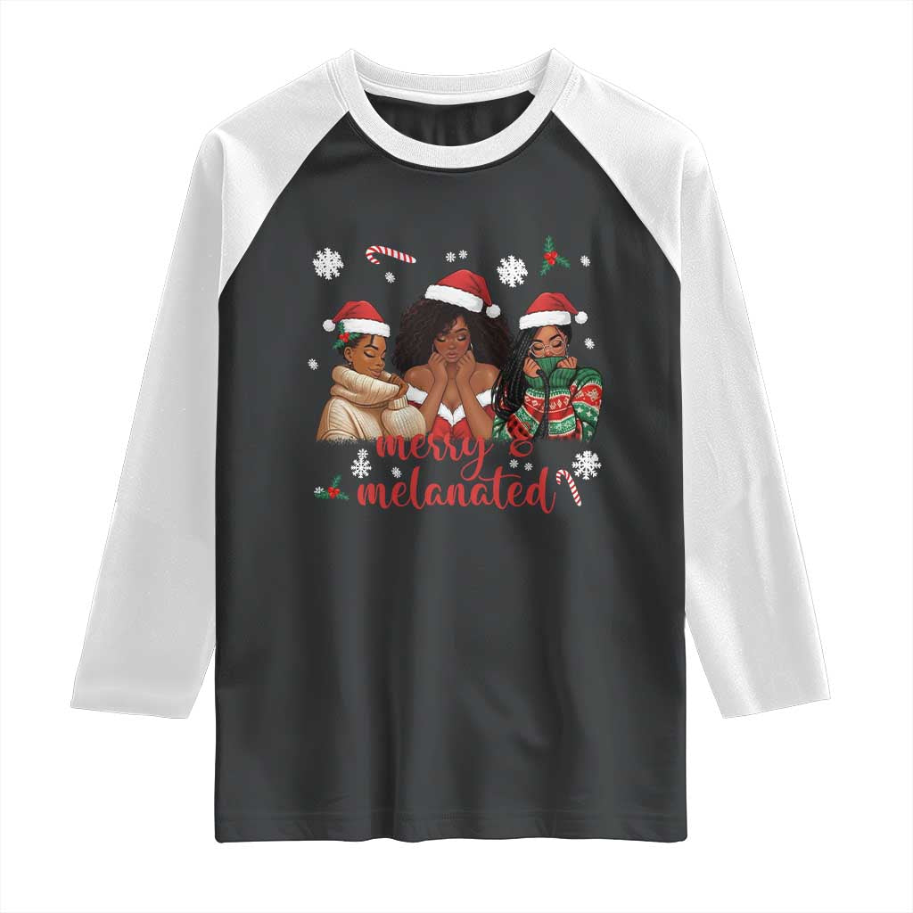 Melanin Christmas Raglan Shirt Merry And Melanated Holiday Gift For Girl - Wonder Print Shop