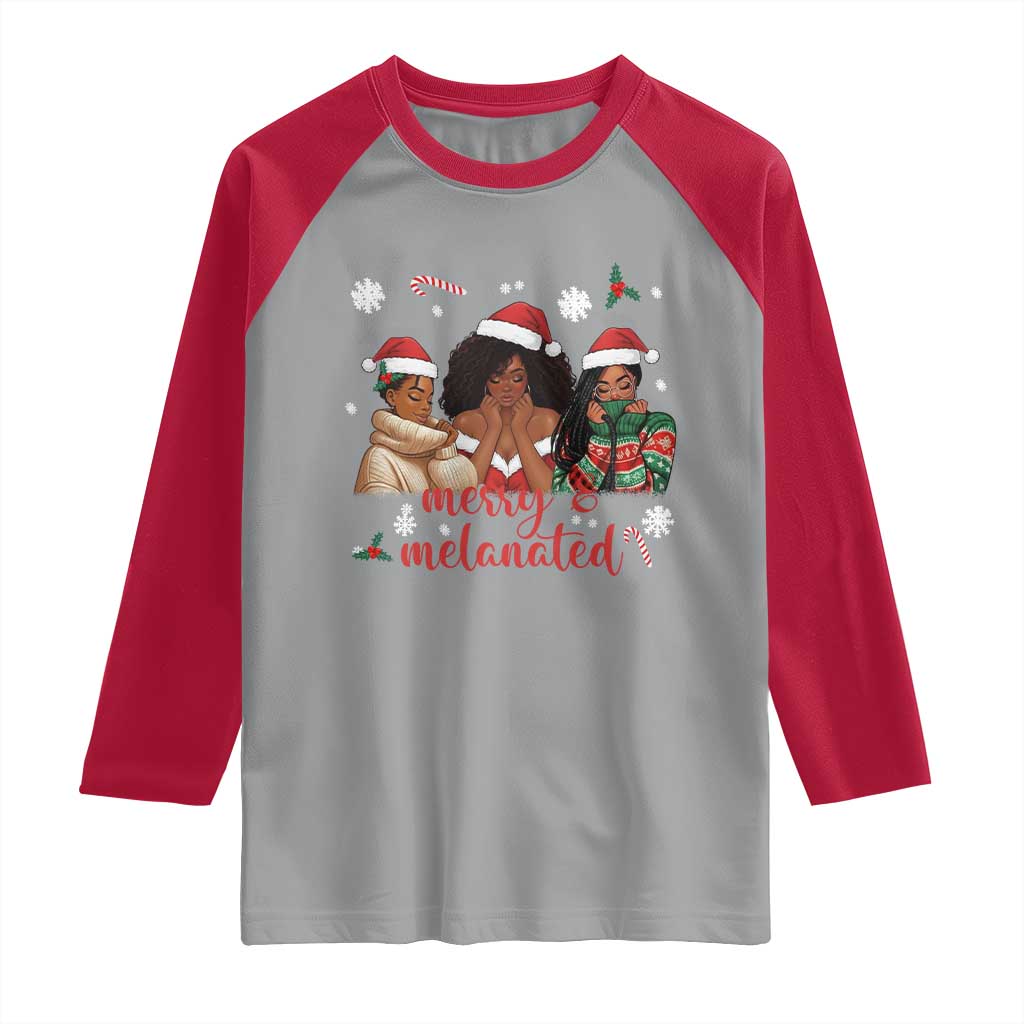 Melanin Christmas Raglan Shirt Merry And Melanated Holiday Gift For Girl - Wonder Print Shop