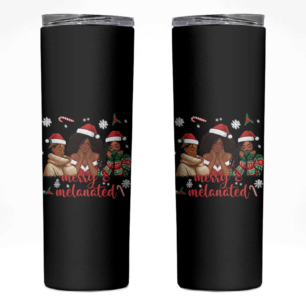 Melanin Christmas Skinny Tumbler Merry And Melanated Holiday Gift For Girl - Wonder Print Shop