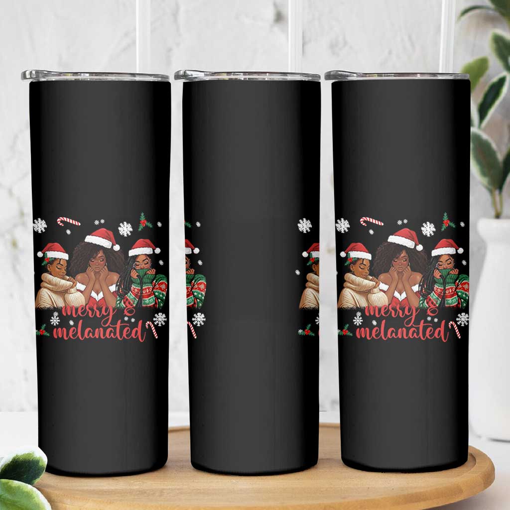 Melanin Christmas Skinny Tumbler Merry And Melanated Holiday Gift For Girl - Wonder Print Shop