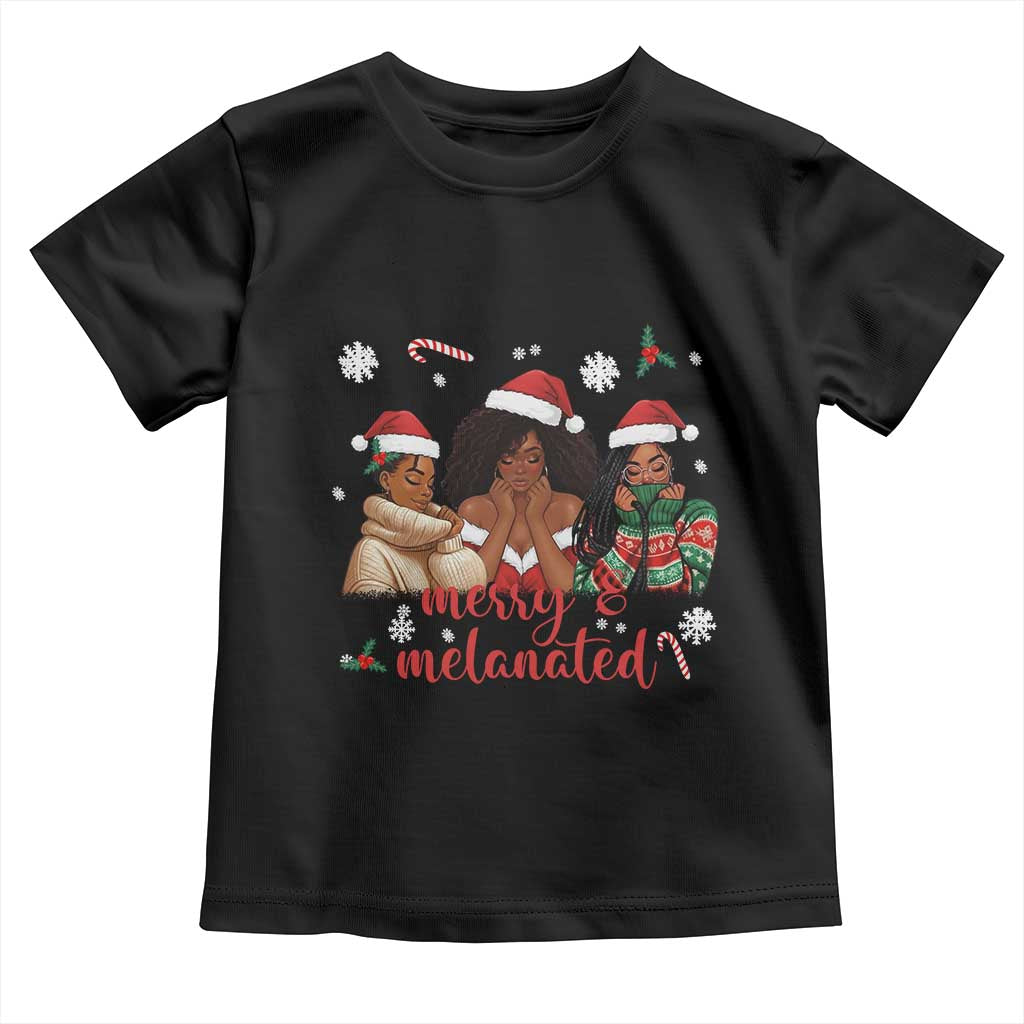 Melanin Christmas Toddler T Shirt Merry And Melanated Holiday Gift For Girl - Wonder Print Shop