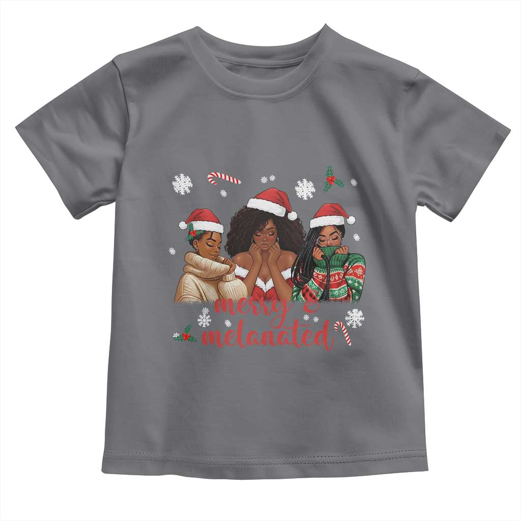 Melanin Christmas Toddler T Shirt Merry And Melanated Holiday Gift For Girl - Wonder Print Shop