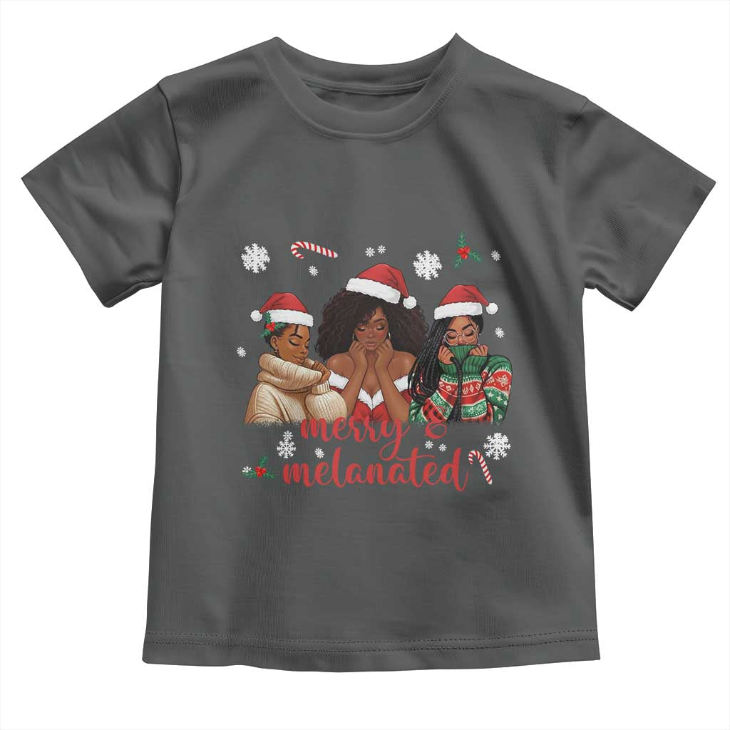Melanin Christmas Toddler T Shirt Merry And Melanated Holiday Gift For Girl - Wonder Print Shop