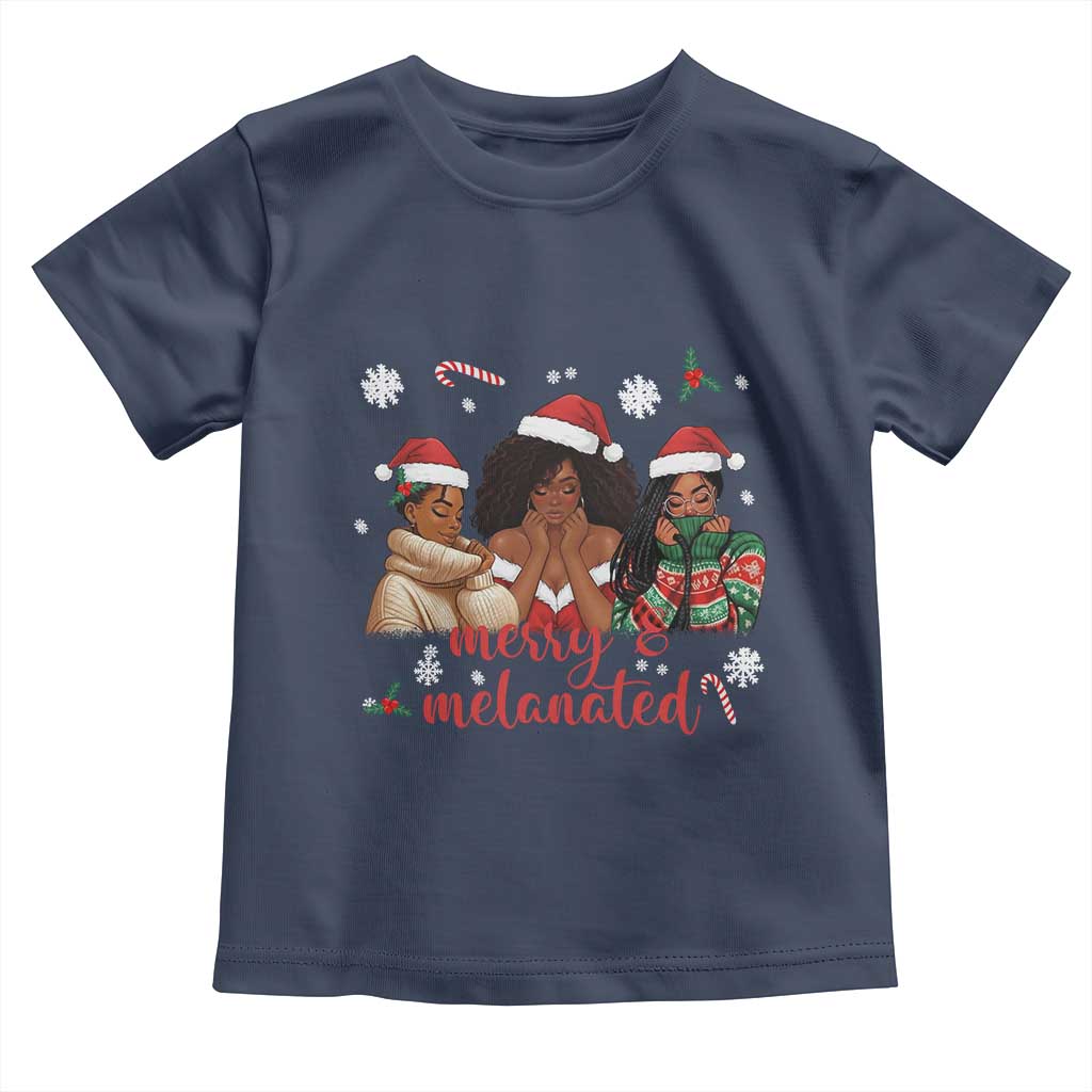 Melanin Christmas Toddler T Shirt Merry And Melanated Holiday Gift For Girl - Wonder Print Shop
