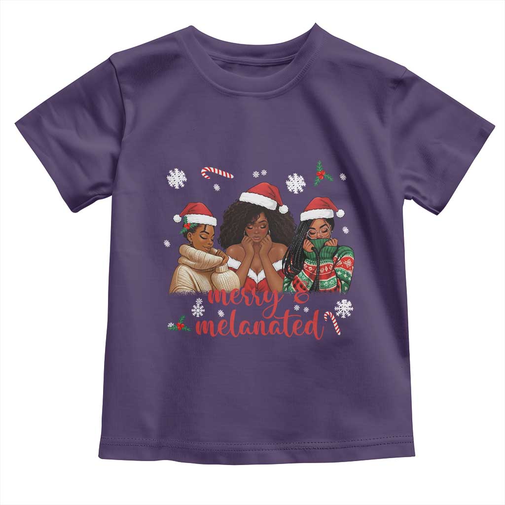 Melanin Christmas Toddler T Shirt Merry And Melanated Holiday Gift For Girl - Wonder Print Shop