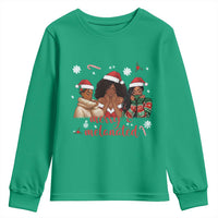 Melanin Christmas Youth Sweatshirt Merry And Melanated Holiday Gift For Girl - Wonder Print Shop