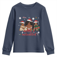 Melanin Christmas Youth Sweatshirt Merry And Melanated Holiday Gift For Girl - Wonder Print Shop