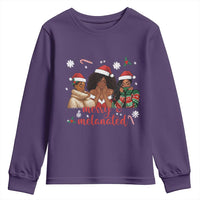 Melanin Christmas Youth Sweatshirt Merry And Melanated Holiday Gift For Girl - Wonder Print Shop
