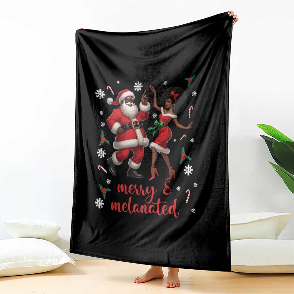 African American Christmas Throw Blanket Funny Dancing Black Santa And Mrs Claus Merry And Melanated - Wonder Print Shop