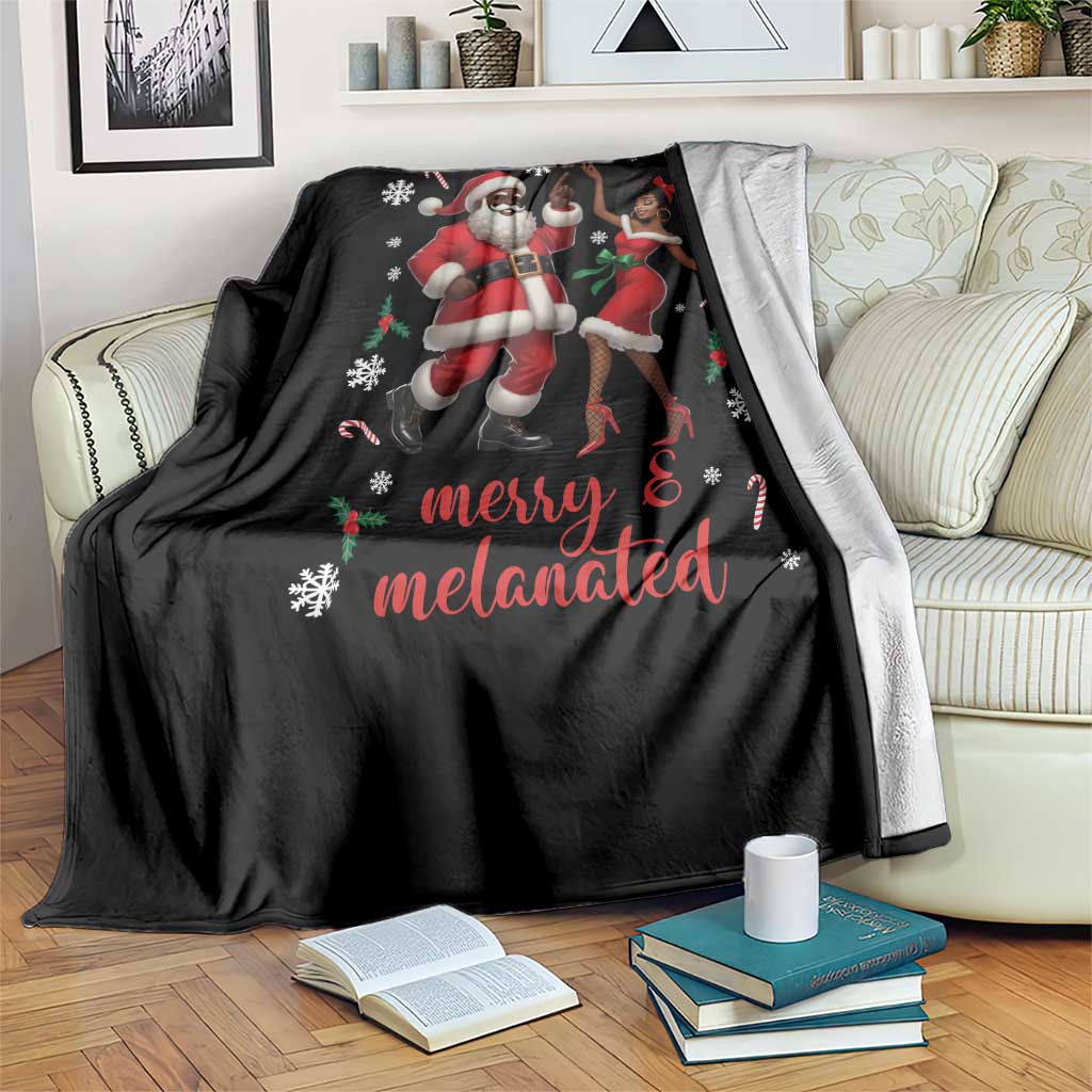 African American Christmas Throw Blanket Funny Dancing Black Santa And Mrs Claus Merry And Melanated - Wonder Print Shop