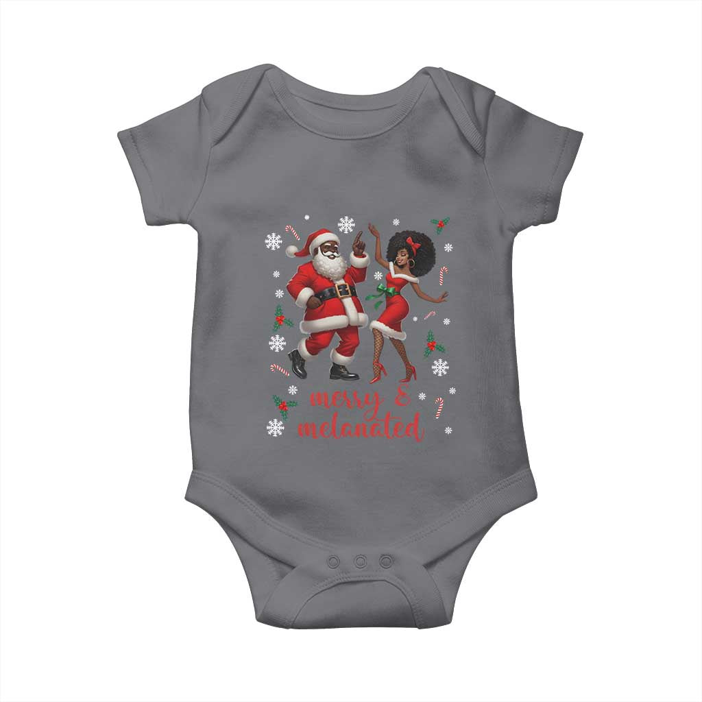 African American Christmas Baby Onesie Funny Dancing Black Santa And Mrs Claus Merry And Melanated - Wonder Print Shop