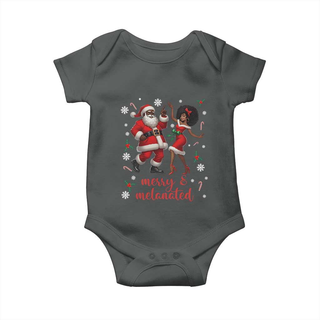 African American Christmas Baby Onesie Funny Dancing Black Santa And Mrs Claus Merry And Melanated - Wonder Print Shop