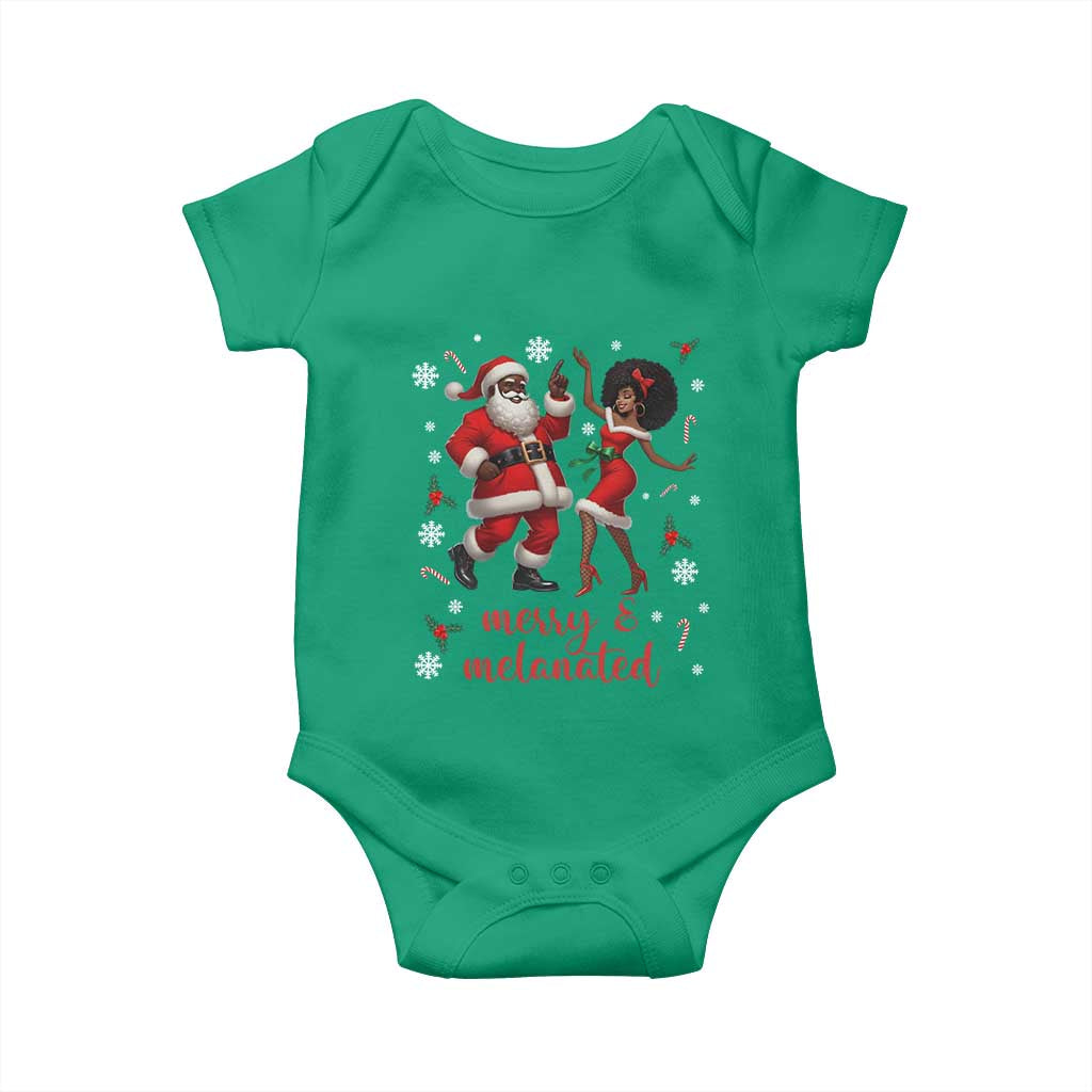 African American Christmas Baby Onesie Funny Dancing Black Santa And Mrs Claus Merry And Melanated - Wonder Print Shop