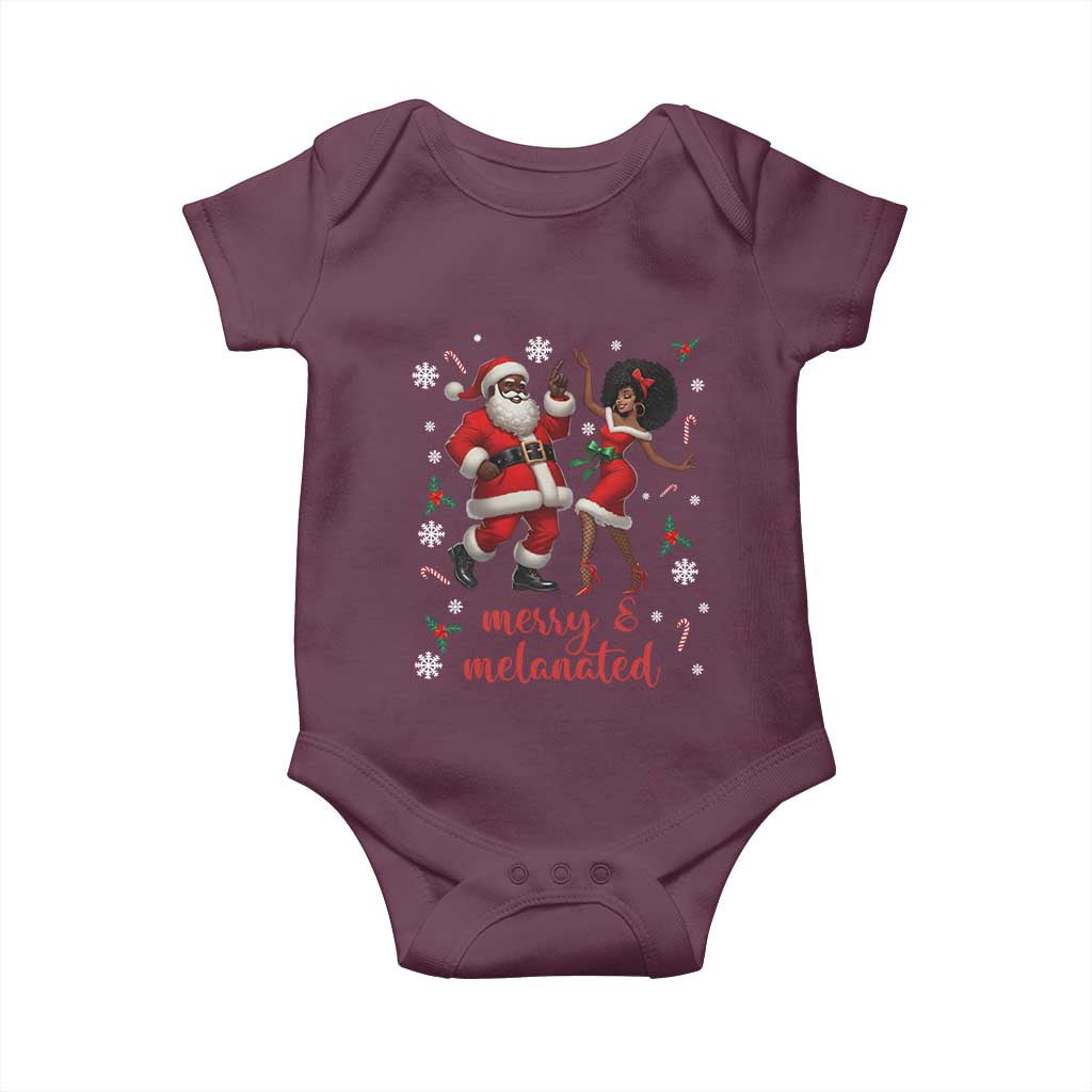 African American Christmas Baby Onesie Funny Dancing Black Santa And Mrs Claus Merry And Melanated - Wonder Print Shop
