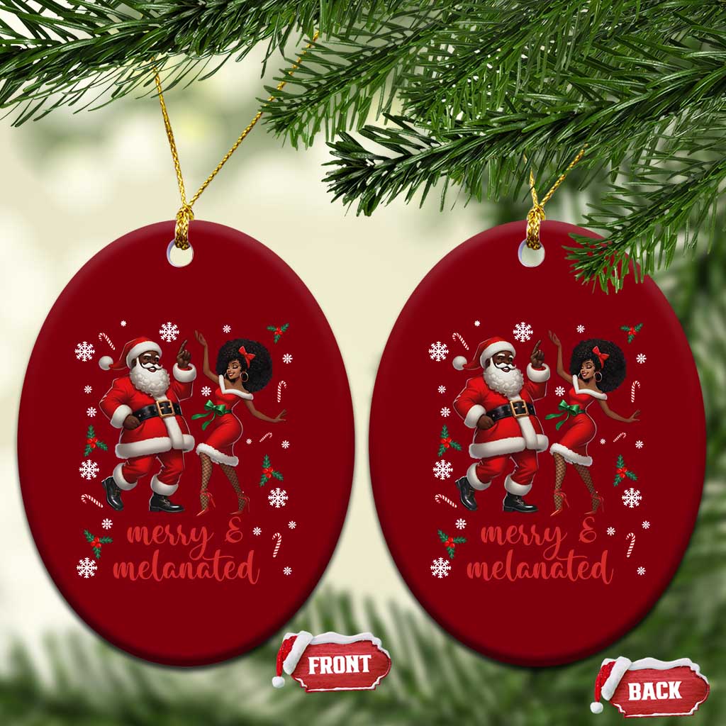 African American Christmas Ceramic Ornament Funny Dancing Black Santa And Mrs Claus Merry And Melanated - Wonder Print Shop