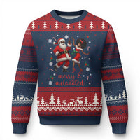 African American Xmas Ugly Christmas Sweater Funny Dancing Black Santa And Mrs Claus Merry And Melanated - Wonder Print Shop