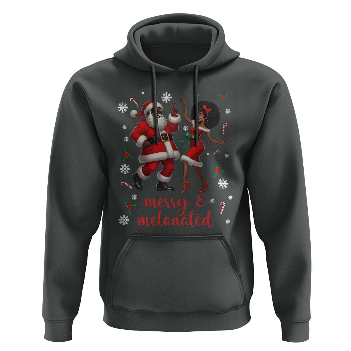 African American Christmas Hoodie Funny Dancing Black Santa And Mrs Claus Merry And Melanated - Wonder Print Shop