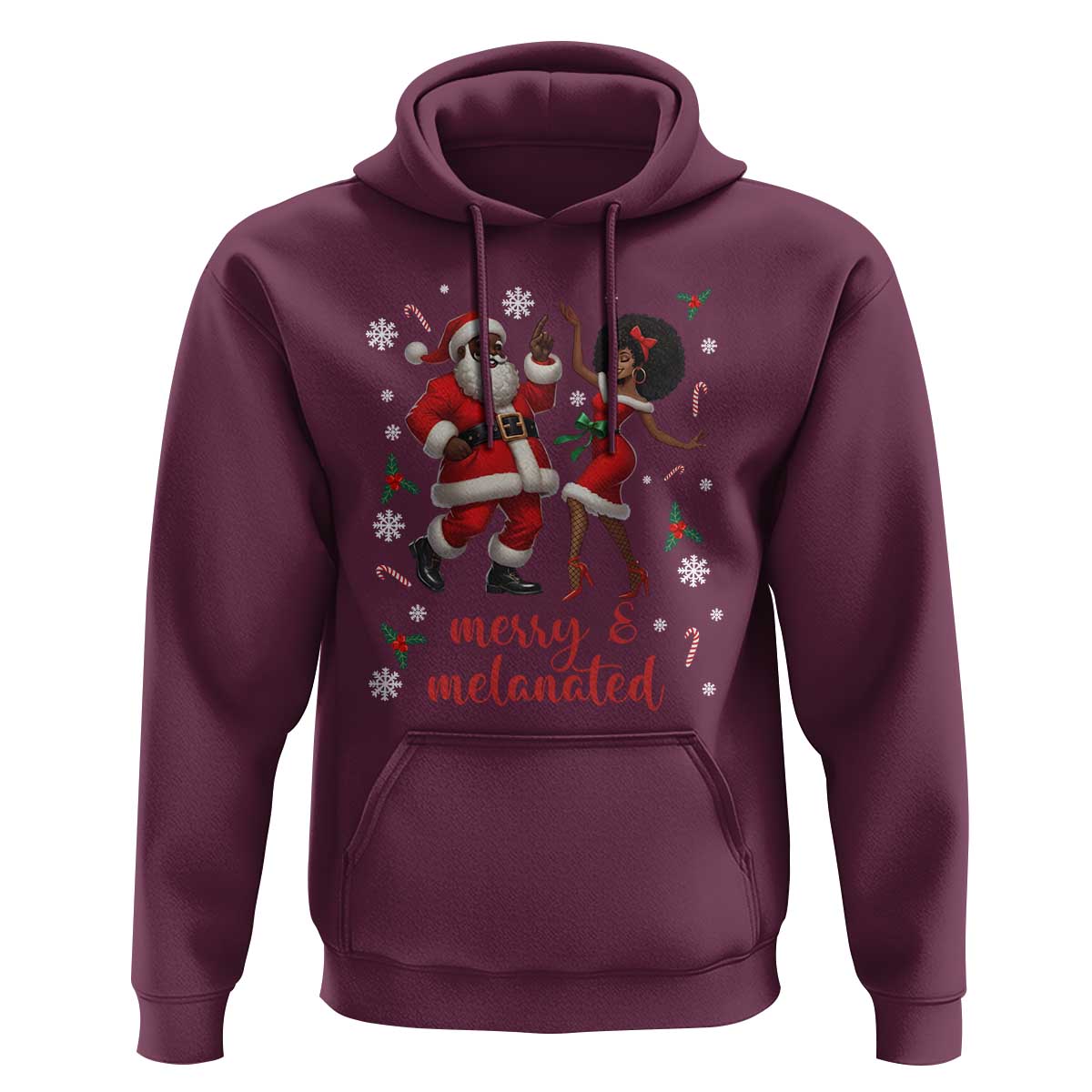 African American Christmas Hoodie Funny Dancing Black Santa And Mrs Claus Merry And Melanated - Wonder Print Shop
