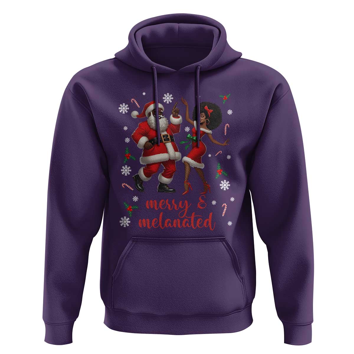 African American Christmas Hoodie Funny Dancing Black Santa And Mrs Claus Merry And Melanated - Wonder Print Shop