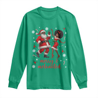 African American Christmas Long Sleeve Shirt Funny Dancing Black Santa And Mrs Claus Merry And Melanated - Wonder Print Shop