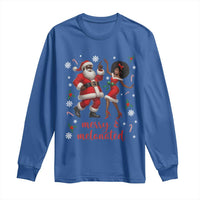 African American Christmas Long Sleeve Shirt Funny Dancing Black Santa And Mrs Claus Merry And Melanated - Wonder Print Shop