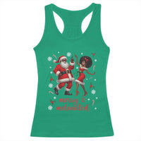 African American Christmas Racerback Tank Top Funny Dancing Black Santa And Mrs Claus Merry And Melanated - Wonder Print Shop