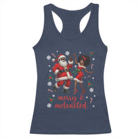 African American Christmas Racerback Tank Top Funny Dancing Black Santa And Mrs Claus Merry And Melanated - Wonder Print Shop