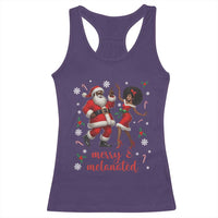 African American Christmas Racerback Tank Top Funny Dancing Black Santa And Mrs Claus Merry And Melanated - Wonder Print Shop