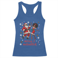 African American Christmas Racerback Tank Top Funny Dancing Black Santa And Mrs Claus Merry And Melanated - Wonder Print Shop