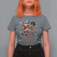 African American Christmas T Shirt For Women Funny Dancing Black Santa And Mrs Claus Merry And Melanated - Wonder Print Shop