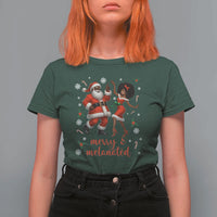 African American Christmas T Shirt For Women Funny Dancing Black Santa And Mrs Claus Merry And Melanated - Wonder Print Shop
