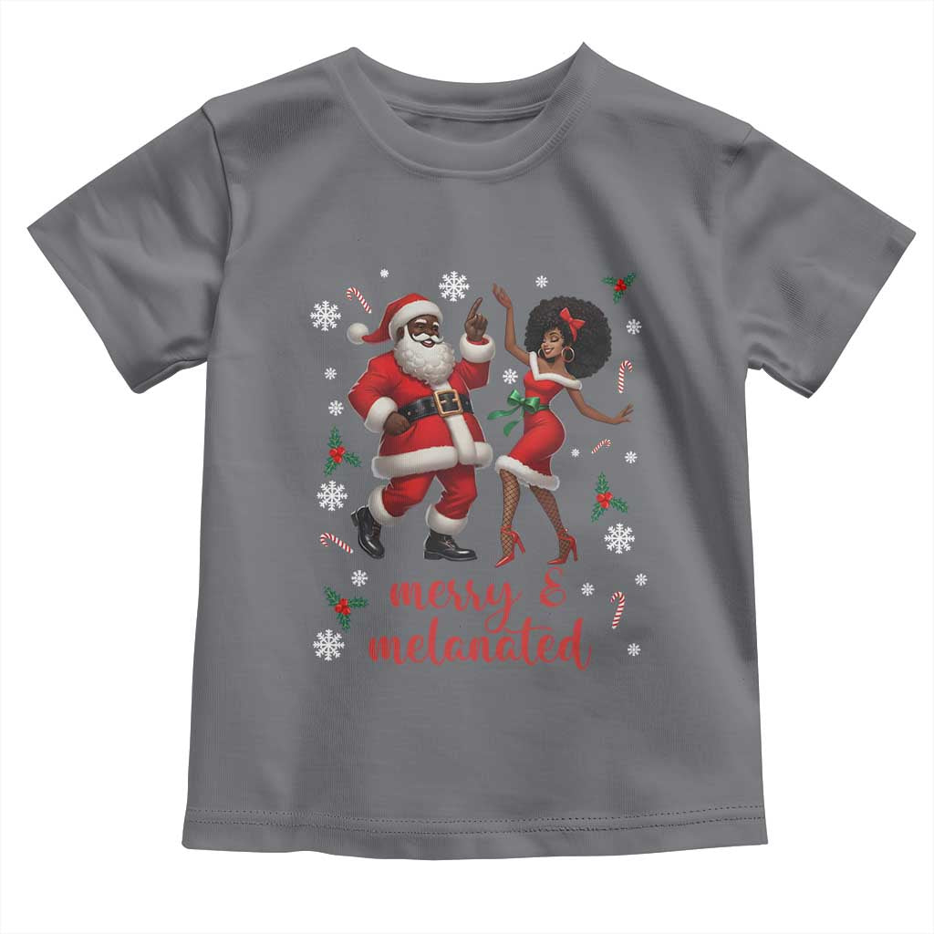 African American Christmas Toddler T Shirt Funny Dancing Black Santa And Mrs Claus Merry And Melanated - Wonder Print Shop