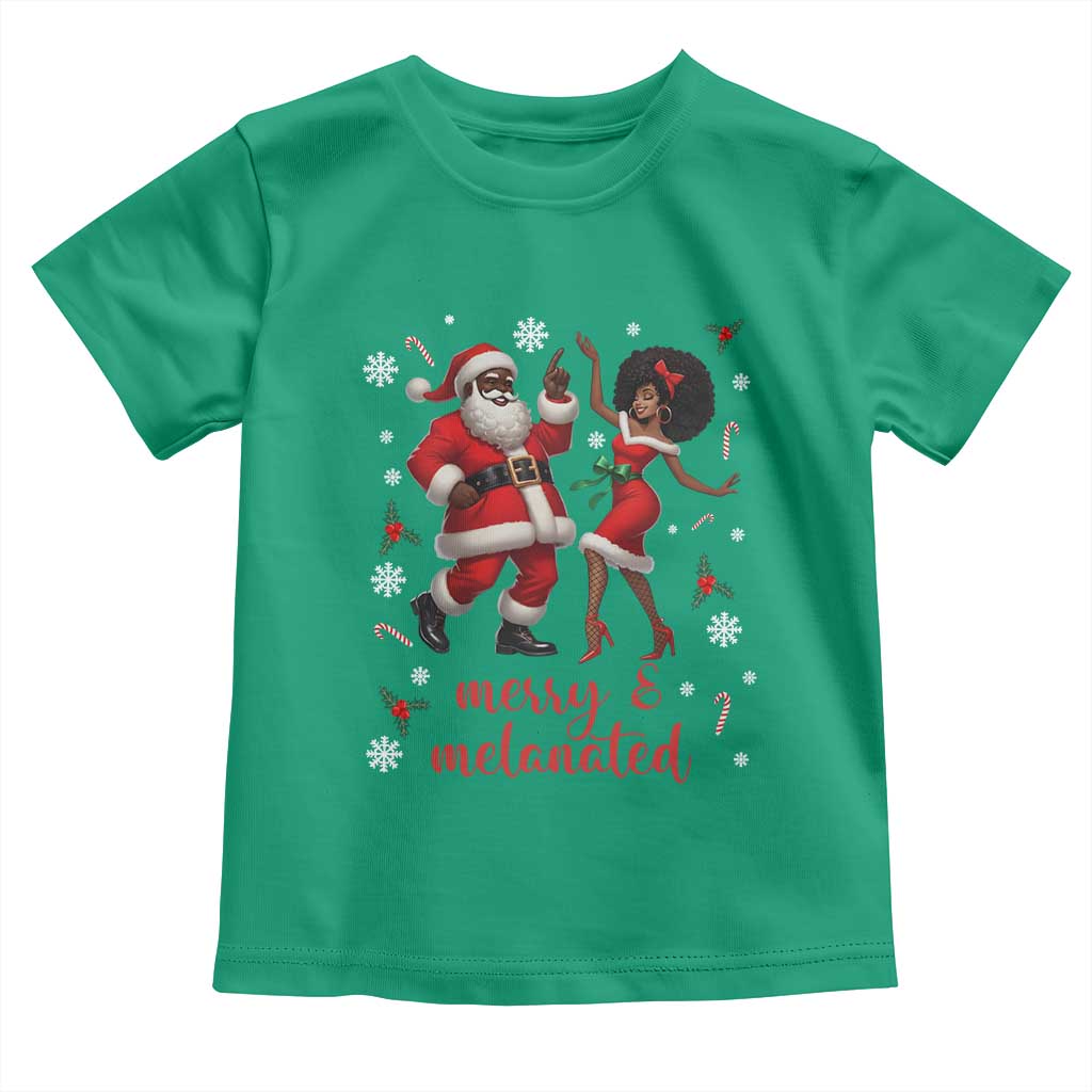 African American Christmas Toddler T Shirt Funny Dancing Black Santa And Mrs Claus Merry And Melanated - Wonder Print Shop