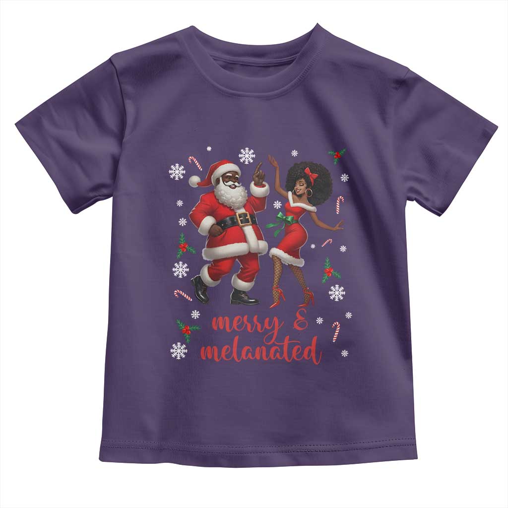 African American Christmas Toddler T Shirt Funny Dancing Black Santa And Mrs Claus Merry And Melanated - Wonder Print Shop