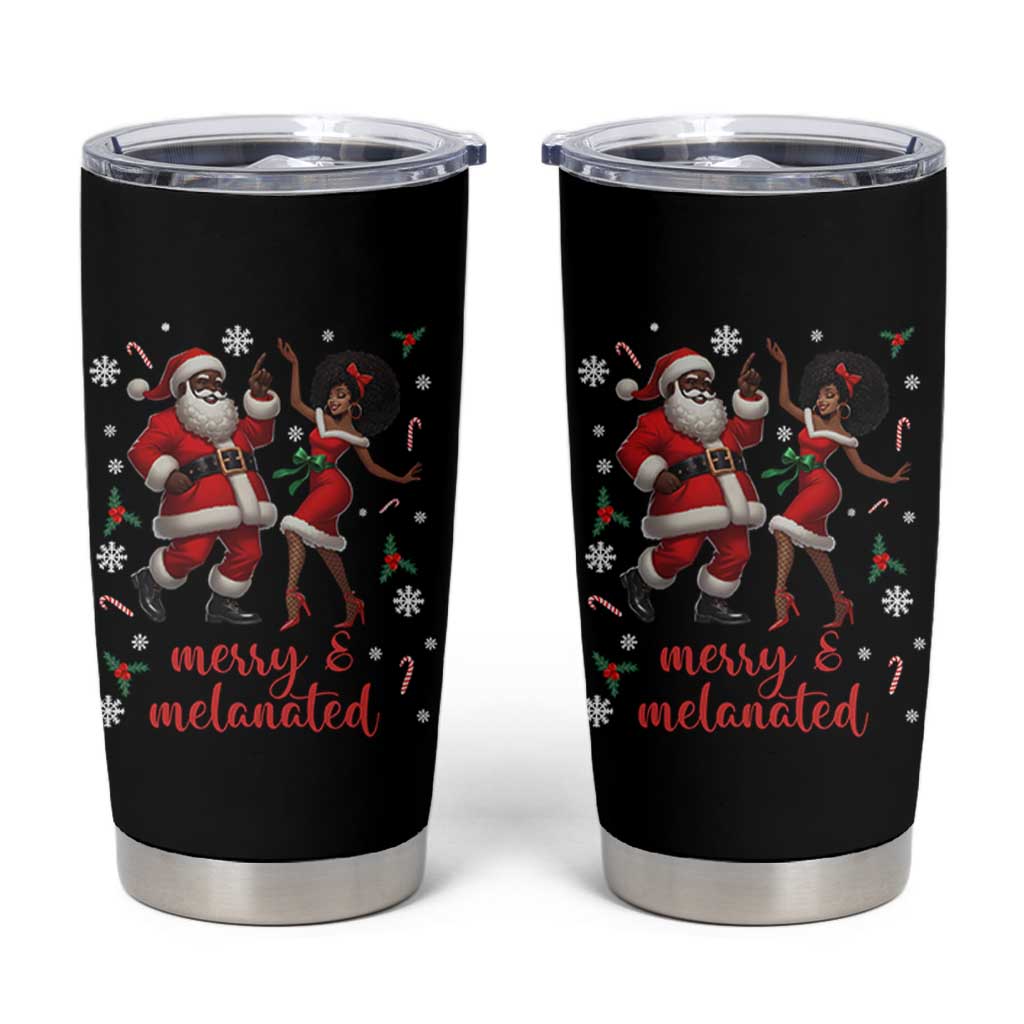 African American Christmas Tumbler Cup Funny Dancing Black Santa And Mrs Claus Merry And Melanated - Wonder Print Shop