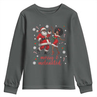 African American Christmas Youth Sweatshirt Funny Dancing Black Santa And Mrs Claus Merry And Melanated - Wonder Print Shop