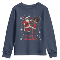 African American Christmas Youth Sweatshirt Funny Dancing Black Santa And Mrs Claus Merry And Melanated - Wonder Print Shop
