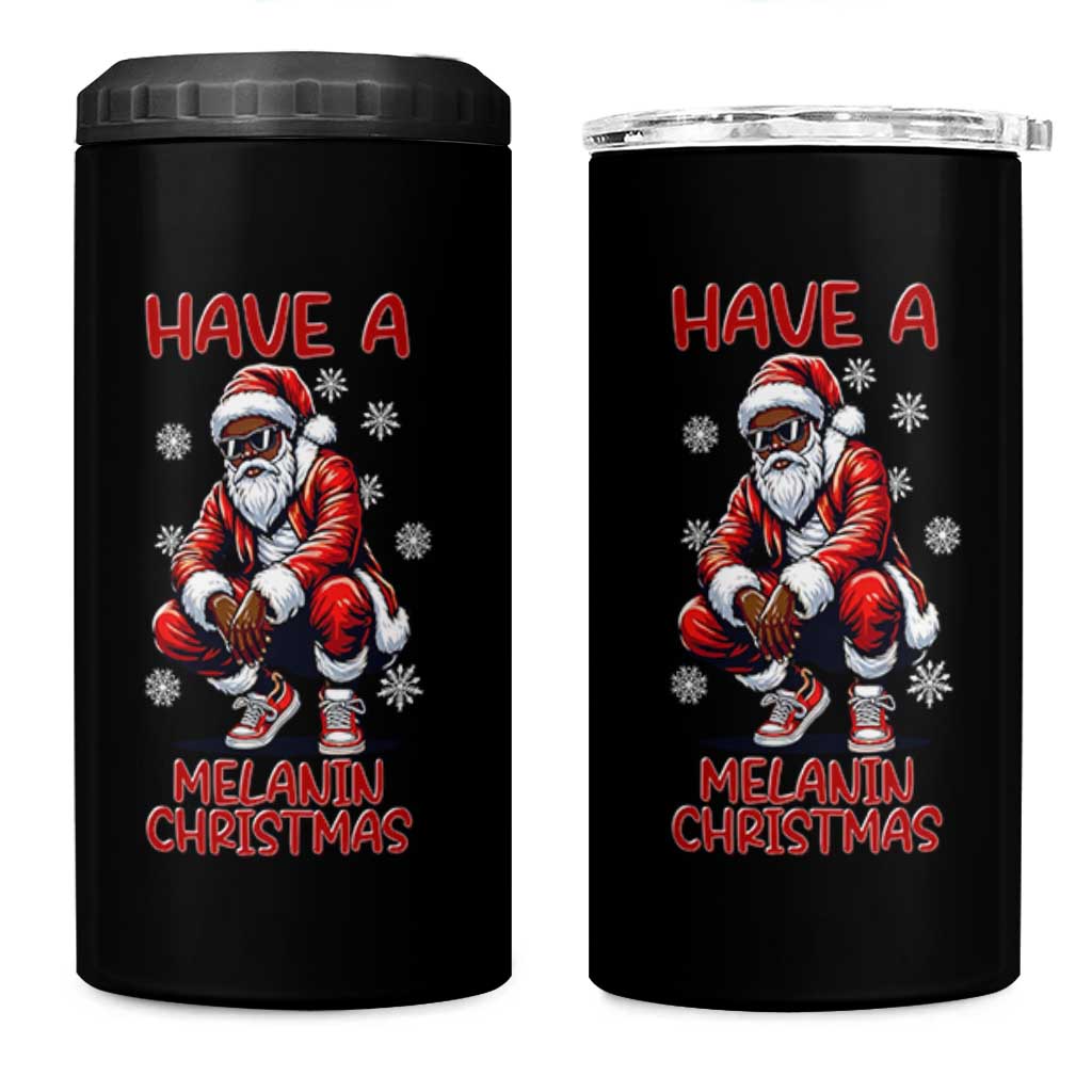 Have A Melanin Christmas 4 in 1 Can Cooler Tumbler Black Pride Xmas Gift - Wonder Print Shop