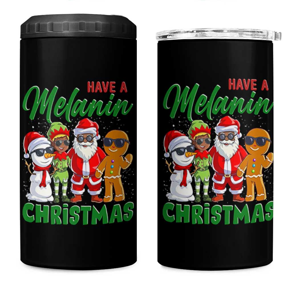 Have A Melanin Christmas 4 in 1 Can Cooler Tumbler Black Family African American Xmas Gift - Wonder Print Shop
