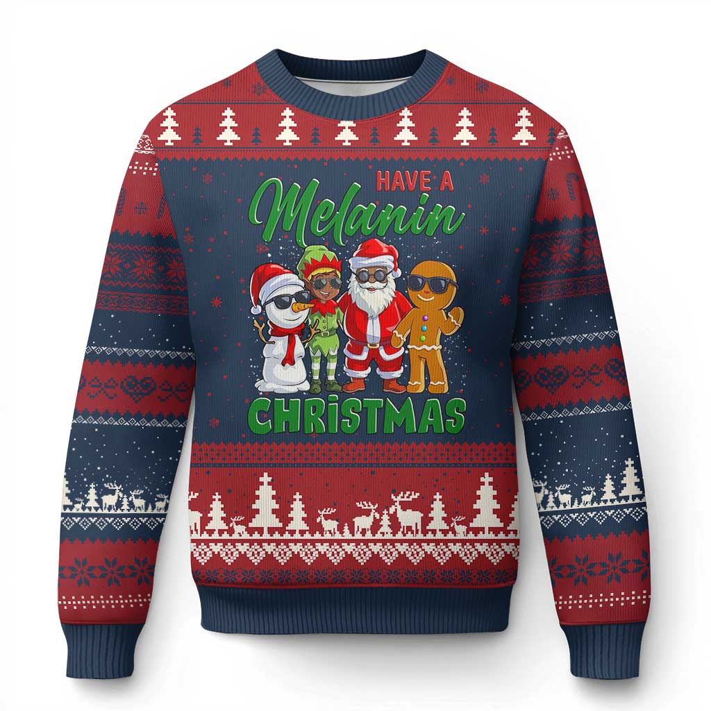 Have A Melanin Xmas Ugly Christmas Sweater Black Family African American Xmas Gift - Wonder Print Shop