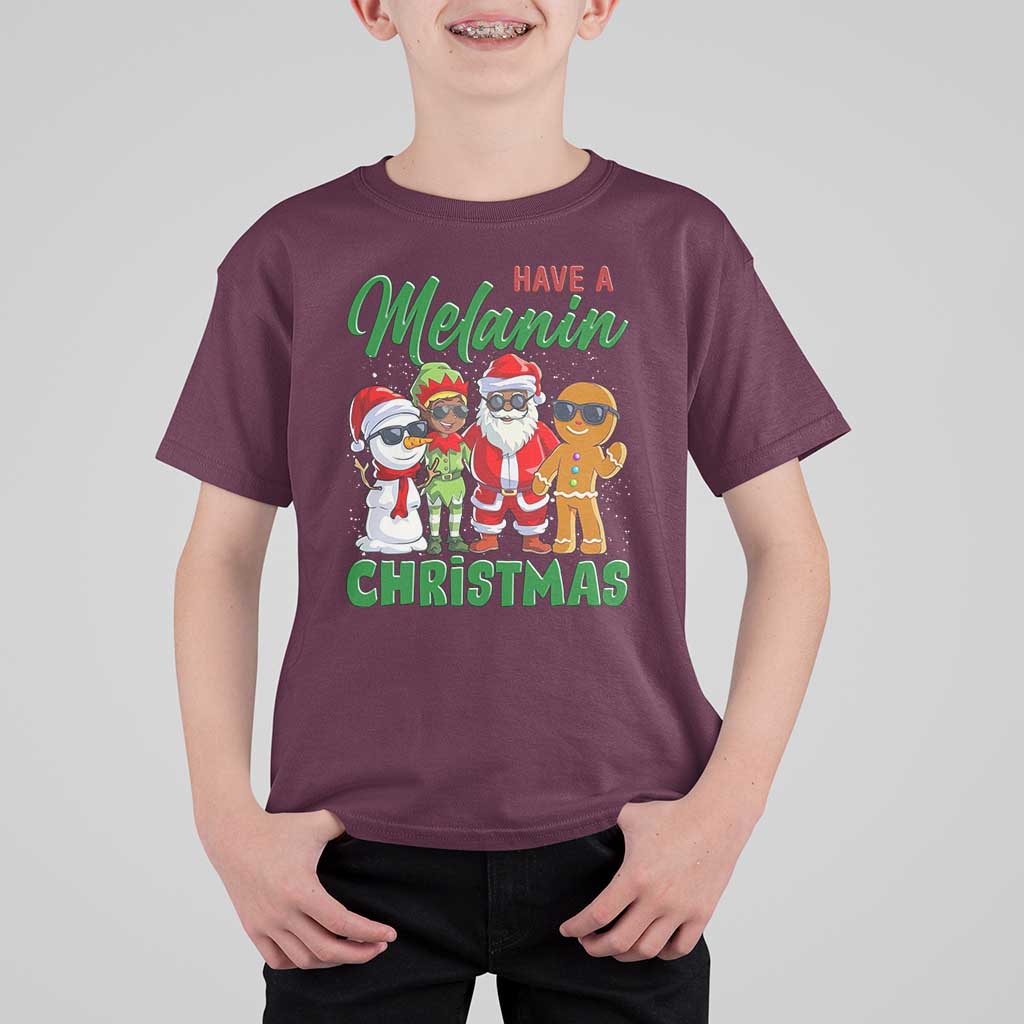 Have A Melanin Christmas T Shirt For Kid Black Family African American Xmas Gift - Wonder Print Shop