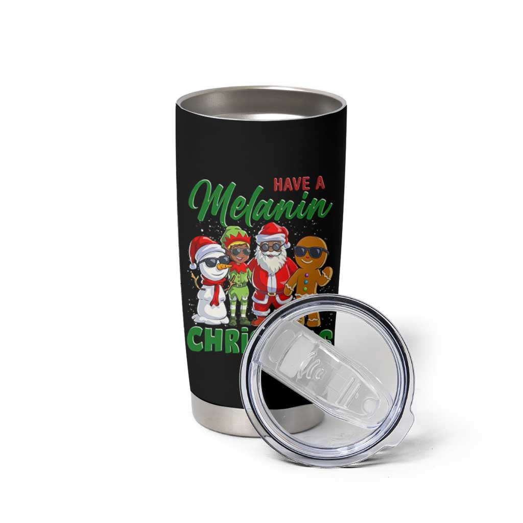 Have A Melanin Christmas Tumbler Cup Black Family African American Xmas Gift - Wonder Print Shop