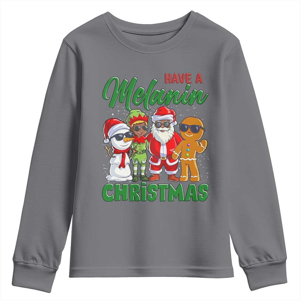 Have A Melanin Christmas Youth Sweatshirt Black Family African American Xmas Gift - Wonder Print Shop