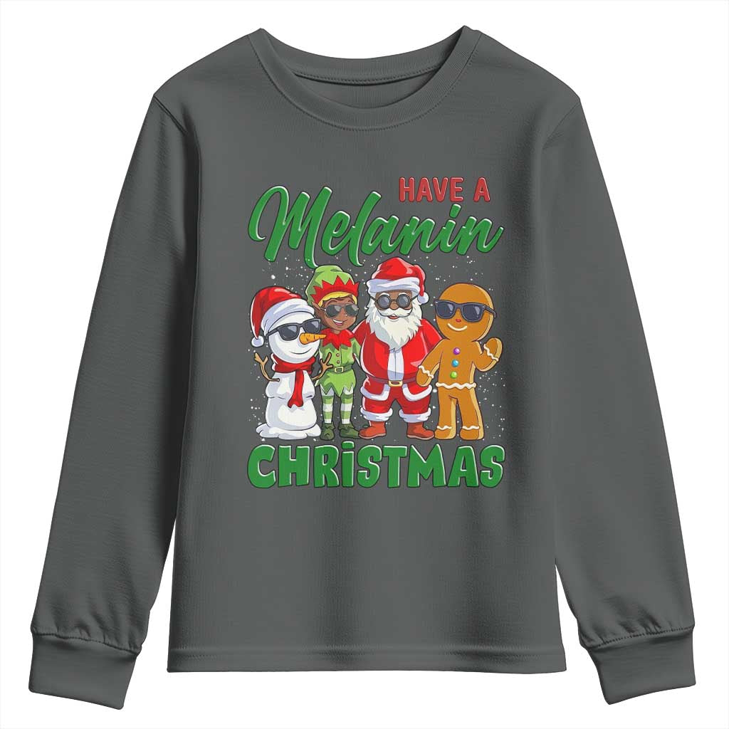 Have A Melanin Christmas Youth Sweatshirt Black Family African American Xmas Gift - Wonder Print Shop